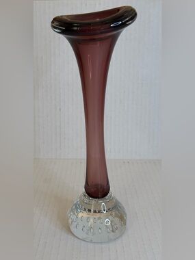 Aseda Bo Borgström Jack in the Pulpit or Swedish art glass vase purple 8.5” tall